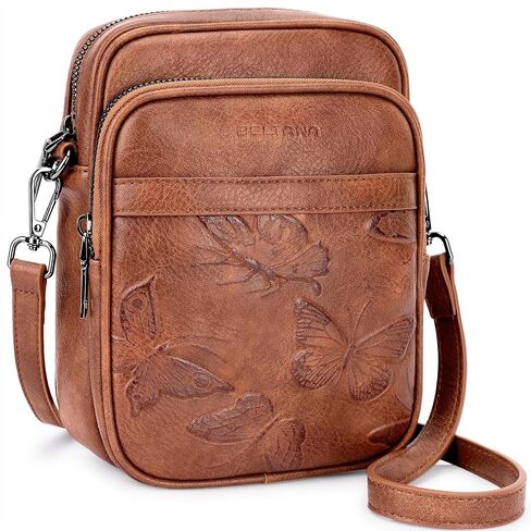 BELTANA Small Crossbody Bags for Women, Butterfly Vegan Leather Cell Phone Bag Trendy Wallet Purse with RFID Card Slots | Triple compartment in Saudi Arabia