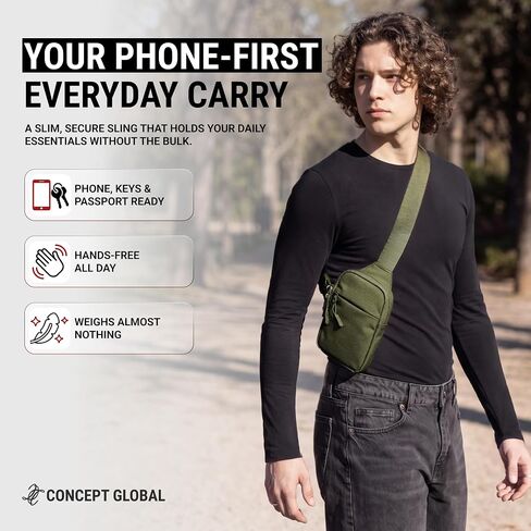 Travel Sling Bag 2.0 for Men & Women - Water Resistant Crossbody Multipocket Chest Bag with Anti-Theft & RFID in Saudi Arabia