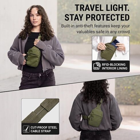 Travel Sling Bag 2.0 for Men & Women - Water Resistant Crossbody Multipocket Chest Bag with Anti-Theft & RFID in Saudi Arabia