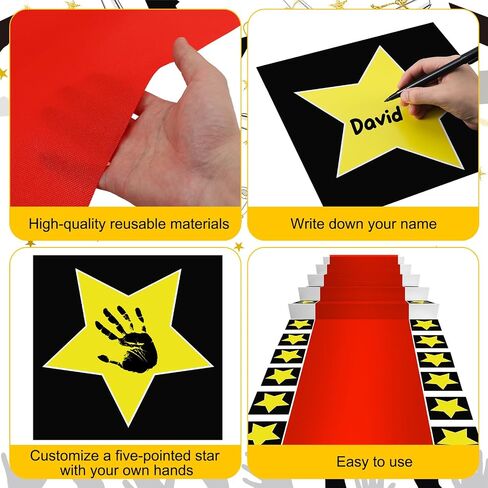 2.6 x 15 FT Kindergarten Graduation Red Carpet Runner for Party, 55 GSM Red Runner Rug Carpet with 30 Stars Shaped Cutouts 1 Tape and 1 Marker for Class of 2026 Preschool Graduations Ceremony Prom in Saudi Arabia