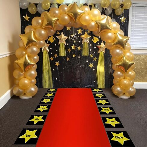 2.6 x 15 FT Kindergarten Graduation Red Carpet Runner for Party, 55 GSM Red Runner Rug Carpet with 30 Stars Shaped Cutouts 1 Tape and 1 Marker for Class of 2026 Preschool Graduations Ceremony Prom in Saudi Arabia
