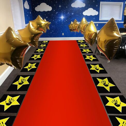 2.6 x 15 FT Kindergarten Graduation Red Carpet Runner for Party, 55 GSM Red Runner Rug Carpet with 30 Stars Shaped Cutouts 1 Tape and 1 Marker for Class of 2026 Preschool Graduations Ceremony Prom in Saudi Arabia