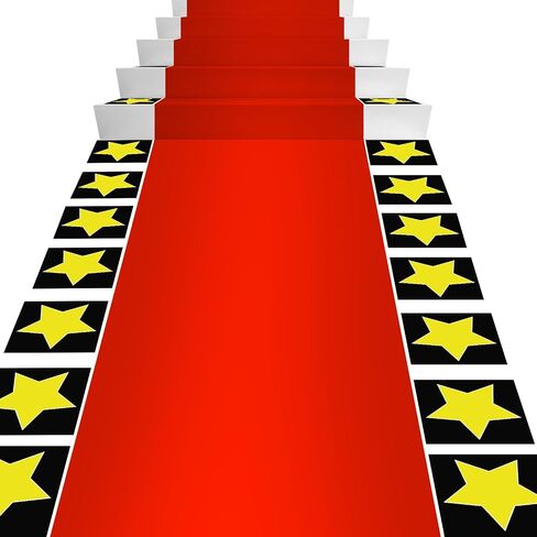 2.6 x 15 FT Kindergarten Graduation Red Carpet Runner for Party, 55 GSM Red Runner Rug Carpet with 30 Stars Shaped Cutouts 1 Tape and 1 Marker for Class of 2026 Preschool Graduations Ceremony Prom in Saudi Arabia