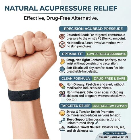 Anxiety Snap Bracelet for Focus and Stress Support – Acupressure Wristband with Snap Technique – Stretch Knit Elastic Band for Calming Habits and Sensory Support (XL 9) in Saudi Arabia