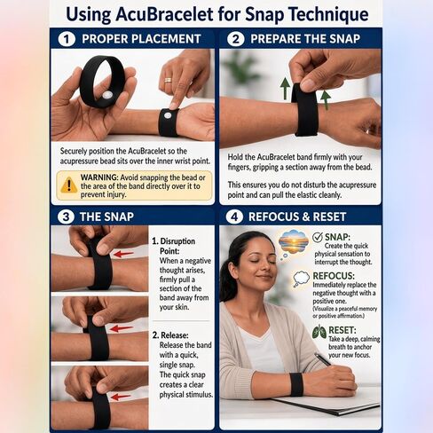 Anxiety Snap Bracelet for Focus and Stress Support – Acupressure Wristband with Snap Technique – Stretch Knit Elastic Band for Calming Habits and Sensory Support (XL 9) in Saudi Arabia