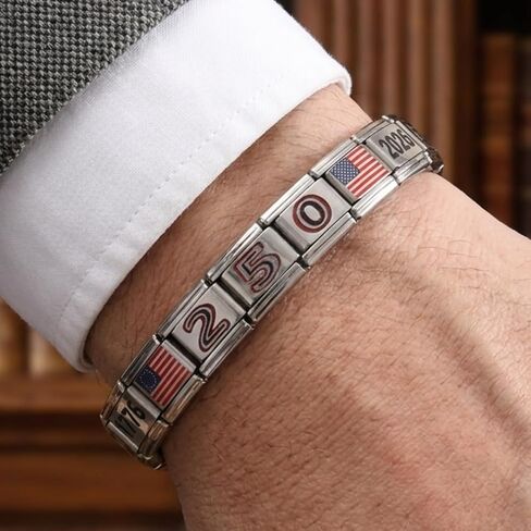 USA 250th Anniversary Bracelet - Commemorative 1776-2026 Semiquincentennial Wristband - Patriotic American Flag Stainless Steel Adjustable Bracelet - Limited Edition Celebration Gift in Saudi Arabia