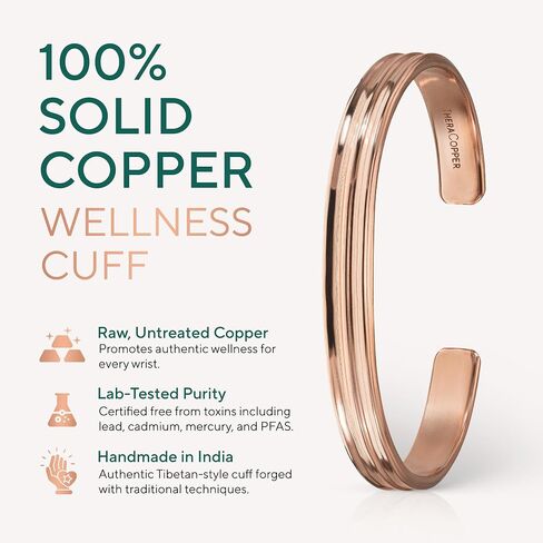 TheraCopper 100% Pure Copper Bracelets for Men & Women — Authentic Handmade Tibetan Copper Cuff Bangles — Raw, Solid & Uncoated (Plain & Tier Design) in Saudi Arabia