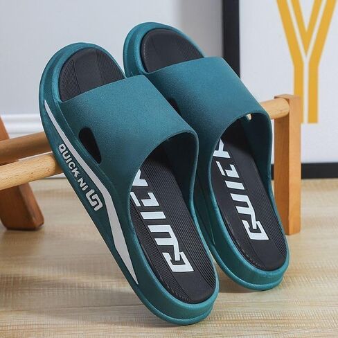 Mens Summer Non-Slip Slippers Breathable Beach Quick-Drying Bathroom Unisex Shower Shoes For Indoor Outdoor Green Black in Kuwait