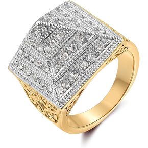 Bling King Gold Two-Tone CZ Pyramid Ring – PVD Gold Plated Men’s Statement Ring with Sparkling Stones, Bold Streetwear Jewellery LONDON in Saudi Arabia