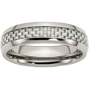 Chisel Stainless Steel Polished w/Grey Carbon Fiber Inlay 6mm Band Size 8 in Saudi Arabia