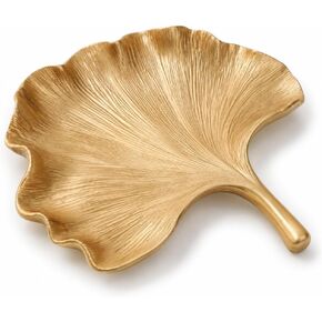 Jewelry Tray Trinket Dish, Decorative Ginkgo Vanity Key Tray for Women, Ring Holder Dish, Cute Jewelry Plate Bowl Room Decor Aesthetic, Gold, Large in Kuwait