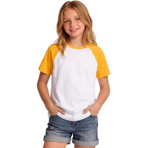 Girls Short Sleeve T Shirts Raglan Tee Tops Baseball Shirts for Girl Fashion Clothes Size 5-14 Years in Saudi Arabia