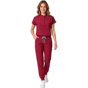 Scrubs for Women Set, Stretch Stand-Up Collar Scrub Top & Jogger Pants, 11 Pockets Durable Medical Uniforms in Saudi Arabia