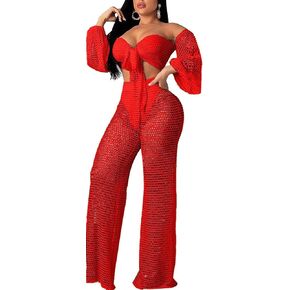 Sexy Cover Ups for Swimwear Vacation Off The Shoulder Top Long Pants Bikini Cover Ups Swimwear Beach in Saudi Arabia