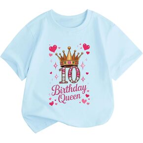 BeWithYou 10th Birthday Shirts for Girls Cute Birthday Queen Shirt Kawaii Crown Graphic Tees 10 Year Old Girl Birthday Gifts in Saudi Arabia