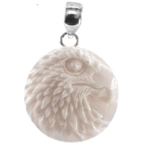 FifiRose Eagle Head Hand Carved In Bison Bone 925 Sterling Silver Pendant, 1 1/4" in Saudi Arabia