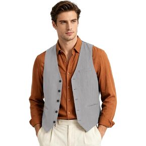 Bakerbear Men‘s Linen Vest for Mens Summer Casual Regular Fit Vests Business Wedding Outfit Classic Lightweight Daily Wear in Saudi Arabia