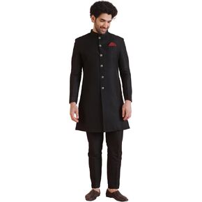 KISAH Mens Sherwani Set – Textured Silk Blend Traditional Outfit for Men - Festive & Wedding Ethnic Wear in Saudi Arabia