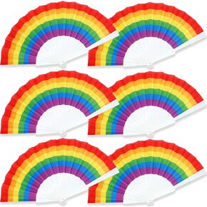 12 Pack Rainbow Folding Fans Pride Decorations Pride Fan Gay Lesbian Wedding Pride Decor LGBT Pride Month Parade Accessories Party Favors Stuff Hand Fans for Women Men, Horizontal Rainbow White in Saudi Arabia