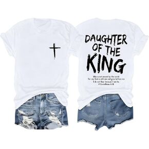 Daughter of The King Christian Shirts for Women Bible Verse Graphic Tees Shirt Jesus Inspirational Religious T-Shirt in Saudi Arabia