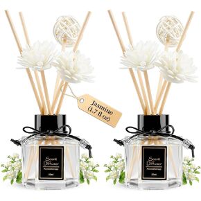 TonJin Encounter Reed Diffuser Set of 2, 1.7 fl oz Floral & Woody Long-Lasting Home Fragrance with 6 Scent Sticks| Natural Non-Toxic Scented Oil Sticks Air Freshener for Bedroom & Living Room in Saudi Arabia