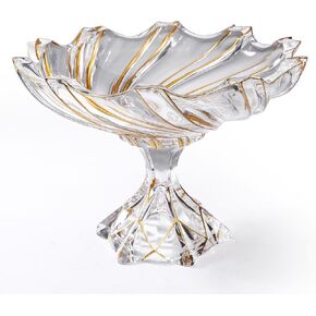 MAGCOLOR Large Hand Painted Gold Whirlwind shaped Crystal Glass Decorative Bowl-12.6 inch Diameter, Footed Glass Bowl for Kitchen Countertop & Dining Table Centerpiece. in Saudi Arabia