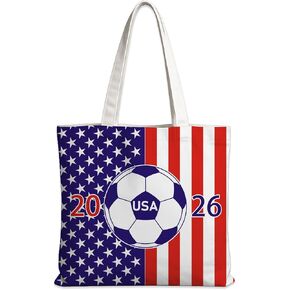 World Cup USA Flag Soccer Bags 2026 Canvas Beach Tote with Handles Soccer Stripes and Stars American Flag Purse for Women World Cup Merchandise Soccer Match Day Patriotic Accessories in Saudi Arabia