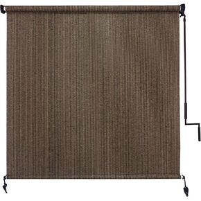 Outdoor Roller Shade 8' W x 6' H Cordless - Two Pole Splicing Design Exterior Roll Up Blinds with One-Piece 90% UV Block Fabric for Patio, Backyard, Pergola & Balcony, Mocha in Saudi Arabia