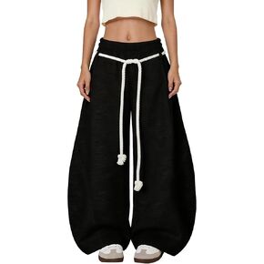 Bakyarder Women's Baggy Barrel Sweatpants Oversized Wide Leg Y2K Streetwear with Rope Drawstring and Pockets in Saudi Arabia