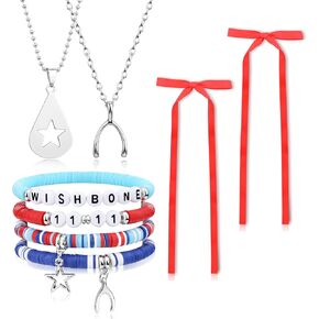 YELLOWPEACH Wishbone Star Neckalce Bracelets Set Tour Merch Bow Hair Clip for Fans Gift in Saudi Arabia
