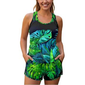 Women's Tankini Bathing Suits Two Piece Swim Tank Top and Shorts Sets Plus Size Padded Swimsuits Swimwear S-6XL in Saudi Arabia