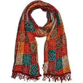 Indian Women’s Rajasthani Bandhej Dupatta – 2.25 Meter Chinon Silk Multicolor Bandhani Dupatta for Kurta, Lehenga, Gown & Indian Ethnic Wear | Festive & Party Wear in Saudi Arabia