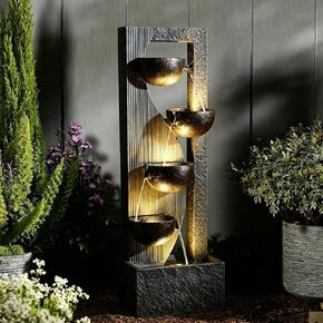 Bumilgar Landscape Bowl Water Fountain Outdoor - 49.2 Inches 5 Tired Modern Indoor Floor Standing Outdoors Fountains with Lights Pump for Garden Patio Backyard Porch Home Art Decor in Saudi Arabia