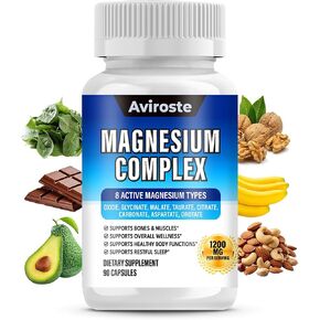 8 in 1 Magnesium Complex Supplement - 8 Elemental 1000mg - Magnesium Glycinate, Citrate, Malate, Taurate - High Absorption,for Muscle, Nerve & Sleep Support - 90 Capsules in Saudi Arabia