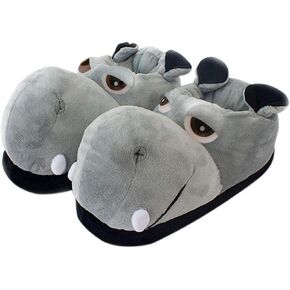 Stone mice Cotton slippers adult and children hippo slippers plush animal slippers gray (10, Gray cow, numeric_10) in Saudi Arabia