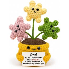 Dad Gifts from Daughter Son - Fathers Day Birthday Gifts for Father - Knitted Positive Crochet Puzzle Flowers Dad Crochet Doll in Saudi Arabia