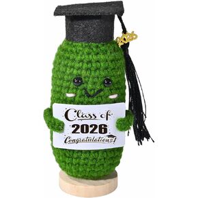 Handmade Crochet Graduation Gift Class of 2026, Grad Gifts with Cap and Greeting, Inspirational Positive Emotional Support Pickles, Perfect for High School, College, University Grads in Kuwait