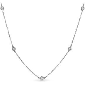 Bling Jewelry Minimalist Long CZ Tin Cup Chain Necklace for Women 14K Gold Plated .925 Sterling Silver Available in Lengths: 16 18 20 24 36 Inches in Kuwait