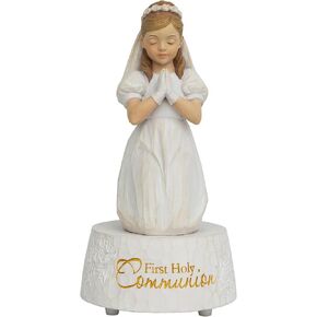 Grace4Joy First Holy Communion Gifts - Girls Communion Music Box Figurines, Hand Painted Musical Catholic Gifts for Baptism, Birthday, Confirmation in Saudi Arabia