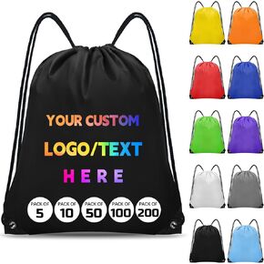 Grneric Custom Drawstring Bags with Logo Text 5/10/50/100 Pack Bulk Personalized Backpack Promotional Items for Gym, Travel & Everyday Use in Saudi Arabia