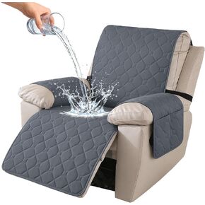 100% Waterproof Recliner Chair Covers, Recliner Cover Stay in Place, Chair Covers for Recliners, Recliner Covers Washable with Pocket, Elastic Straps for Pets, Dogs and Kids (Dark Gray, 23") in Saudi Arabia