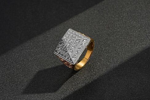 Bling King Gold Two-Tone CZ Pyramid Ring – PVD Gold Plated Men’s Statement Ring with Sparkling Stones, Bold Streetwear Jewellery LONDON in Saudi Arabia