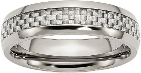 Chisel Stainless Steel Polished w/Grey Carbon Fiber Inlay 6mm Band Size 8 in Saudi Arabia