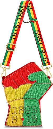 محفظة Juneteenth للنساء مطرزة بالخرز الأفريقي Freedom Crossbody حقيبة كتف سوداء هدية الزي الأفريقي لشهر التاريخ in Kuwait