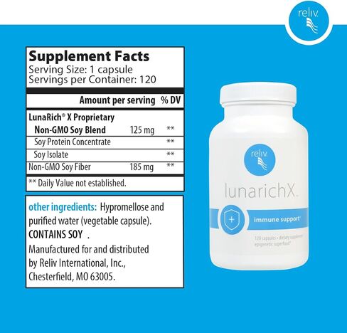 RELIV LunaRich X - Lunasin Extract Capsules with Soy Peptide for Healthy Aging, Cholesterol Support Benefits and Immune System 120 Count in Saudi Arabia