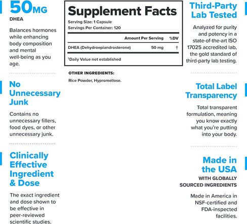 LEGION DHEA 50mg Supplement for Men & Women – Supports Hormone Balance & Wellness, Helps Maintain Energy, Immune System & Bone Strength, Naturally Sweetened, Non-GMO, Gluten-Free (120 Servings) in Saudi Arabia