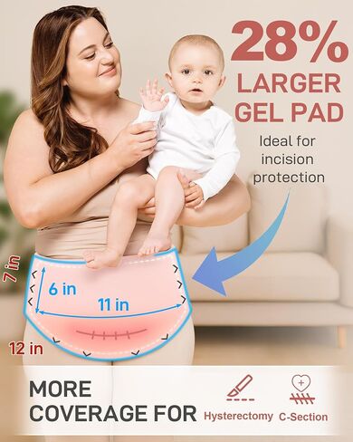 Hysterectomy & C-Section Belly Binder for Post-Op, Hot & Cold Therapy Ice Pack Waist Belt, Lycra Fabric Gel Pad for Incision Protection, Reusable Cooling Wrap for Surgery Pain Relief,Adjustable 28-47" in Saudi Arabia