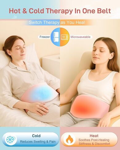 Hysterectomy & C-Section Belly Binder for Post-Op, Hot & Cold Therapy Ice Pack Waist Belt, Lycra Fabric Gel Pad for Incision Protection, Reusable Cooling Wrap for Surgery Pain Relief,Adjustable 28-47" in Saudi Arabia