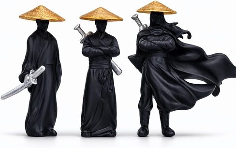 3pcs Mini Statue Samurai Figure Statue Action Figure Set - Japanese Bushido Resin Zen Garden Decor for Bonsai, Terrarium, Mini Japanese Warrior Garden Home Display in Saudi Arabia