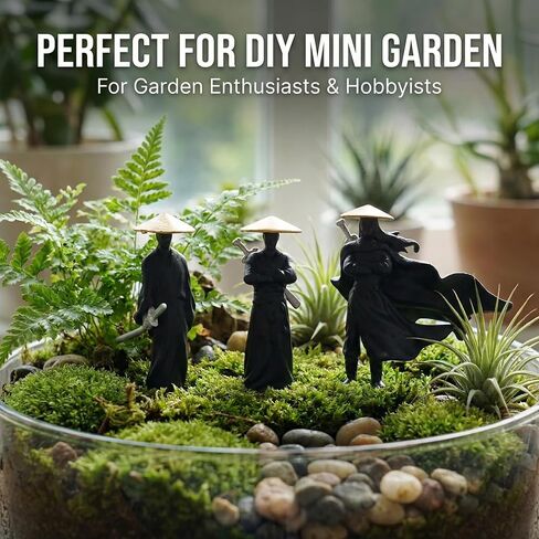 3pcs Mini Statue Samurai Figure Statue Action Figure Set - Japanese Bushido Resin Zen Garden Decor for Bonsai, Terrarium, Mini Japanese Warrior Garden Home Display in Saudi Arabia